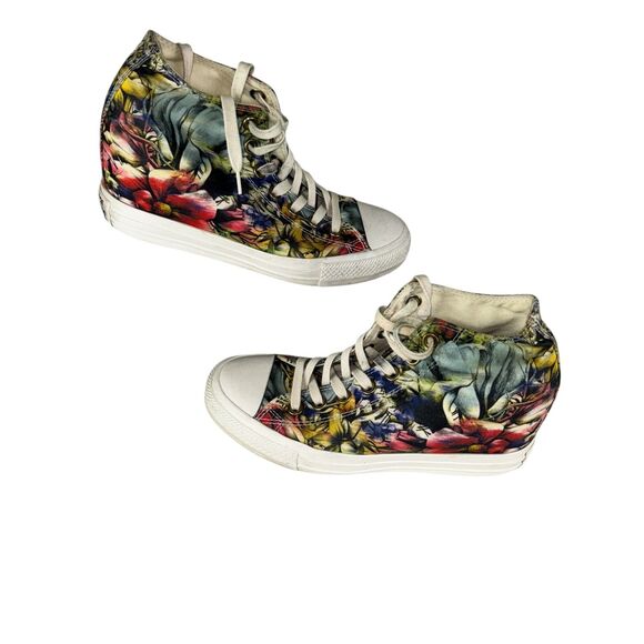 Converse Chuck Taylor All Star Lux Hi Hidden Heel Floral Wedge Size 8.5 - Picture 4 of 6